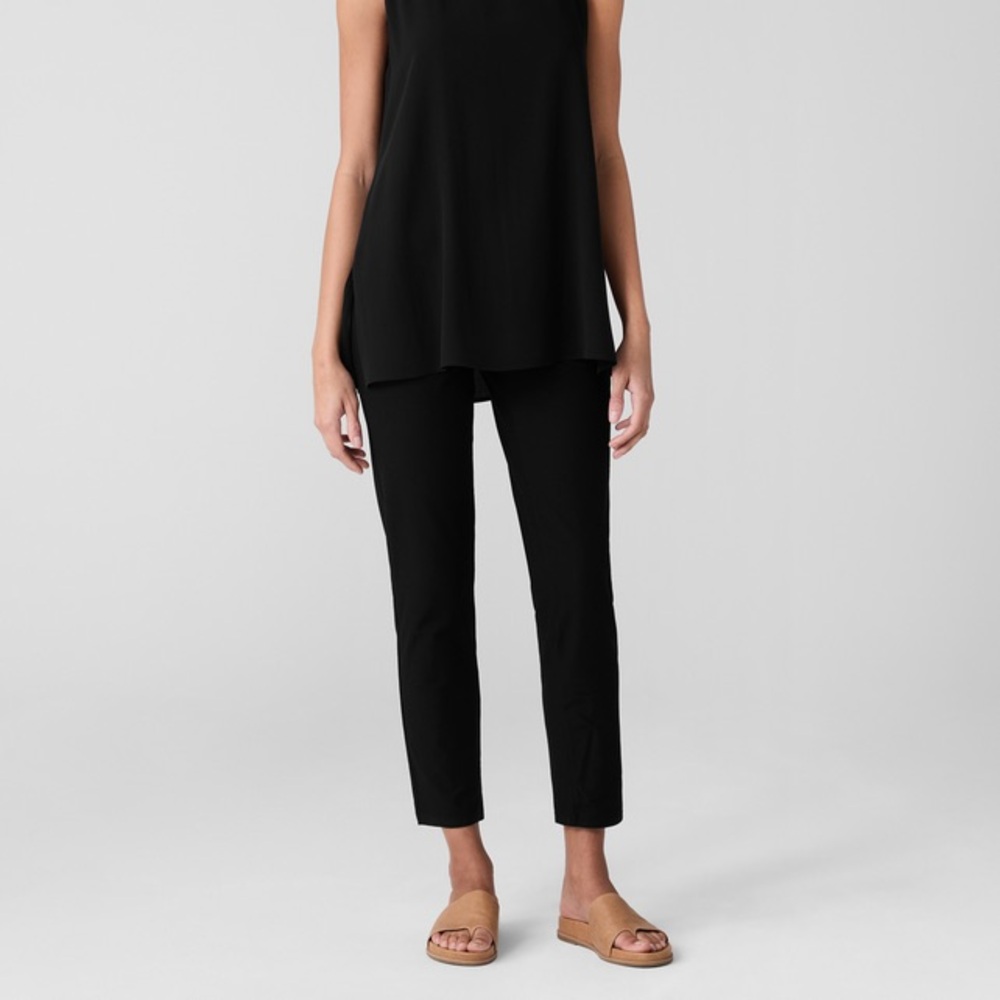 Eileen Fisher Black Slim Trouser Womens XS 100% Cotton Pant Corporate Capsule